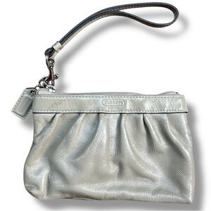 Coach Neutral Patent Leather Small Wristlet Clutch Purse